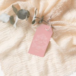 Wappen Monogram Ornament Blush Pink Hochzeitslogo Geschenkanhänger