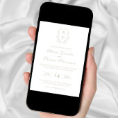 Wappen Monogram Pale Taupe Hochzeit Einladung