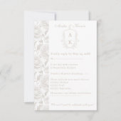 Wappen Monogram Pale Taupe Hochzeit RSVP Karte (Vorderseite)