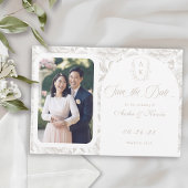 Wappen Monogram Pale Taupe Script Foto Save The Date