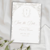 Wappen Monogram Pale Taupe Script Save The Date