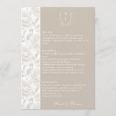Wappen Monogram Pale Taupe Wedding Menu Card Menükarte (Vorderseite)