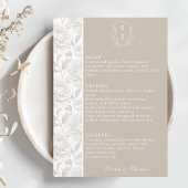 Wappen Monogram Pale Taupe Wedding Menu Card Menükarte
