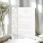 Wappen Monogram Pale Taupe Wedding Menu Card Menükarte