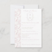 Wappen Monogram Rosa Hochzeit RSVP Karte (Vorderseite)