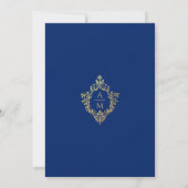 Wappen Monogram Royal Blue Imitats Gold Foil Weddi Einladung (Rückseite)