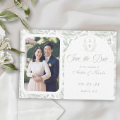 Wappen Monogram Sage Green Script Foto Save The Date