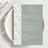 Wappen Monogram Sage Green Wedding Menu Card Menükarte