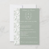 Wappen Monogram Sage Green Wedding RSVP Karte (Vorderseite)