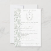 Wappen Monogram Sage Green Wedding RSVP Karte (Vorderseite)
