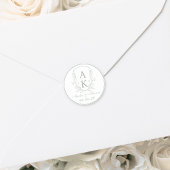 Wappen Monogram Sage Green Wedding Runder Aufkleber