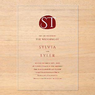 Wappen Monogram Typografy Wedding Acryleinladungen