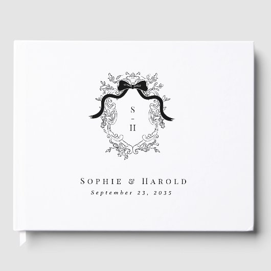 Wappen Monogram Viktorianische Vintage Hochzeit Gästebuch (Vorderseite)