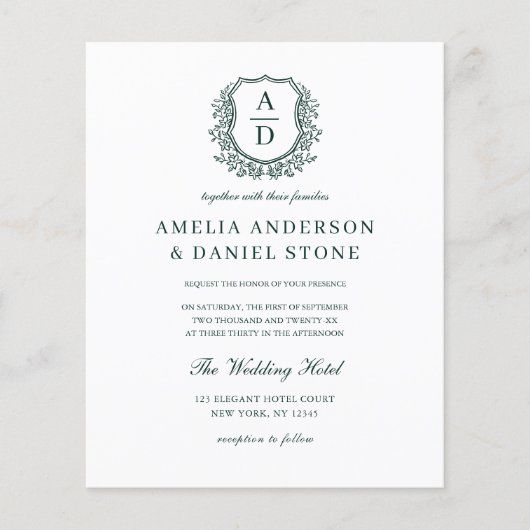 Wappen Monogram Wedding QR Code Einladung (Vorderseite)