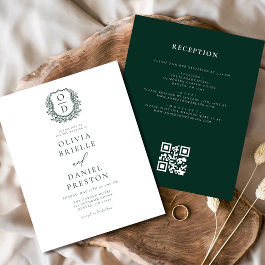 Wappen Monogram Wedding QR Code Einladung Flyer