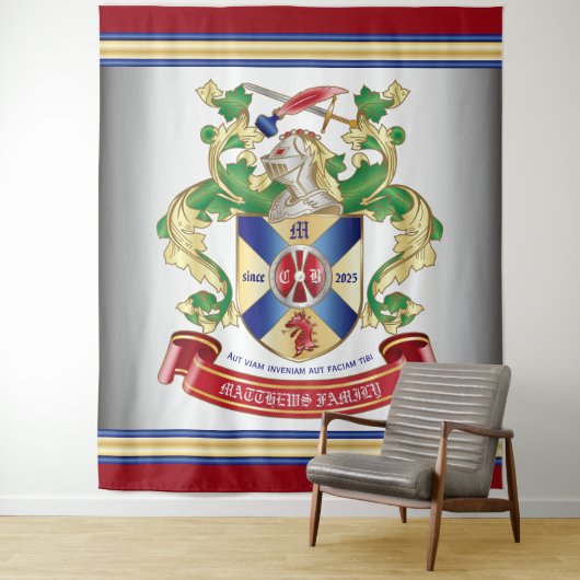 Wappen-Monogramm des SilberRitterschilds Wandteppich (Beispiel)