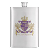 Wappen Monogramm-Emblem-goldenes Löwe-Schild Flachmann (Vorderseite)