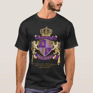 Wappen Monogramm-Emblem-goldenes Löwe-Schild T-Shirt