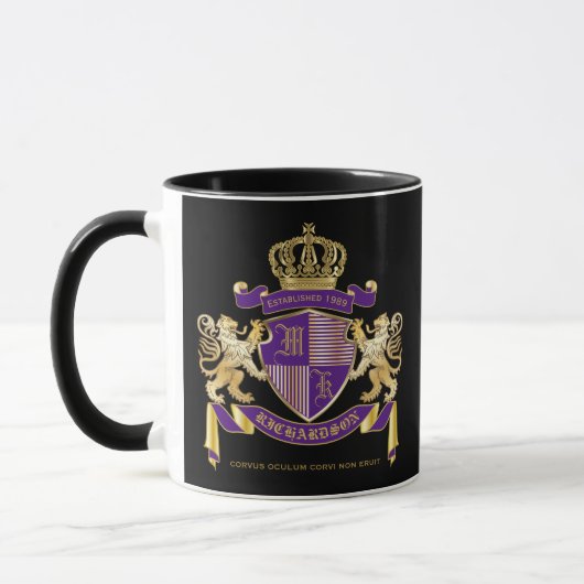 Wappen Monogramm-Emblem-goldenes Löwe-Schild Tasse (Links)
