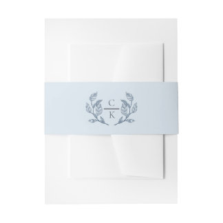 Wappen-Monogramm Französische Toile Blau Hochzeit Einladungsbanderole