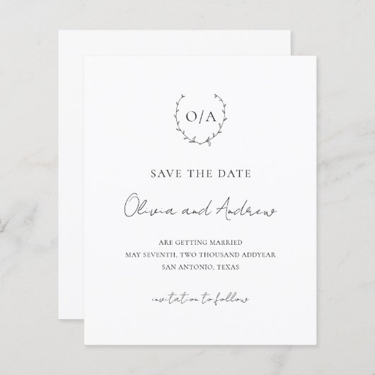 Wappen-Monogramm-Hochzeit speichern Sie das Datum (Vorne/Hinten)