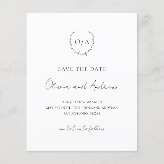 Wappen-Monogramm-Hochzeit speichern Sie das Datum (Vorderseite)