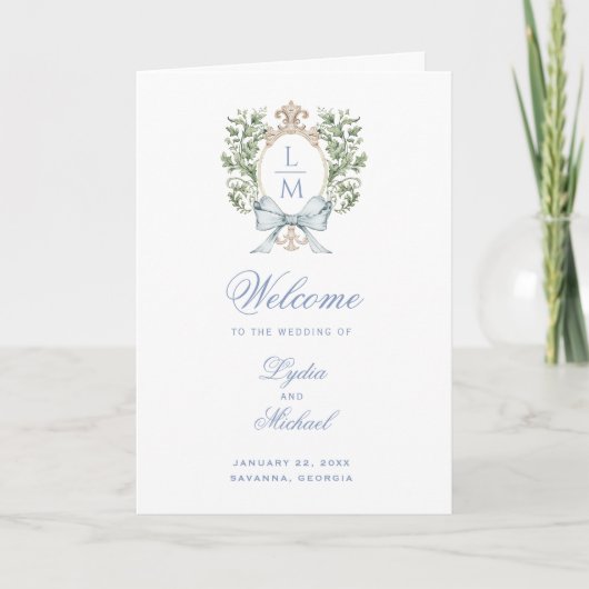 Wappen-Monogramm-Hochzeitsprogramm Programm (Vorderseite)