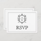 Wappen-Monogramm QR-Code RSVP Karte (Vorne/Hinten)