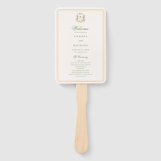 Wappen Palm Tree Monogram Tropical Wedding Program Fächer (Vorderseite)