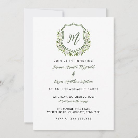 Wappen-Partner für Aquarellblumen Einladung (Vorderseite)