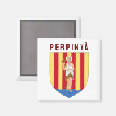 Wappen Perpignans, FRANKREICH Magnet (Vorderseite/Rückseite)