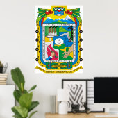 Wappen Puebla Offizielles mexikanisches Heraldry-L Poster (Heimbüro)