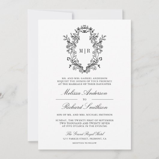 Wappen QR Code Wedding Einladung (Vorderseite)