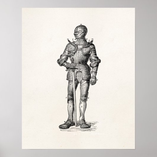 Wappen Ritter Schwertschwert mittelalterliches Sch Poster (Vorne)