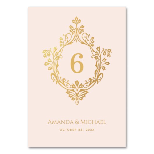 Wappen Rosa Imitats Gold Tischnummer (Rückseite)