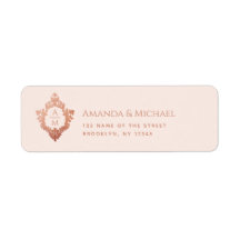Wappen Rosa Rose Gold Vintage Wedding Monogram
