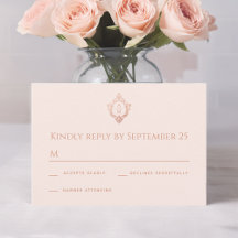 Wappen Rose Gold Blush Elegantes Monogramm Hochzei