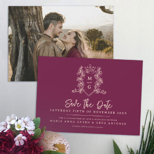 Wappen Roter Pfirsichwein Hochzeit Foto Save The Date