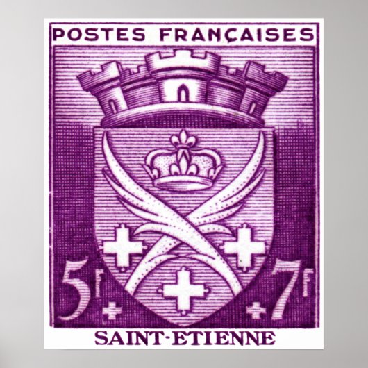 Wappen, Saint Etienne Frankreich Poster (Vorne)