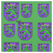 Wappen St. Urho lila grünes Gewebe Stoff (Nahaufnahme)