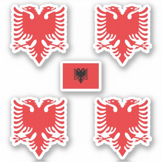 Wappen und Flagge Albaniens Aufkleber (Vorderseite)
