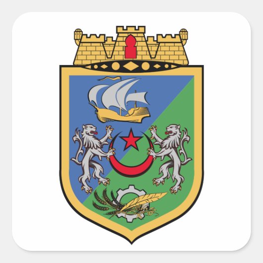 Wappen von Algier Quadratischer Aufkleber (Vorderseite)