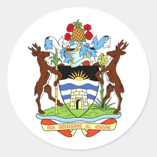 Wappen von Antigua und Barbuda Runder Aufkleber (Vorderseite)