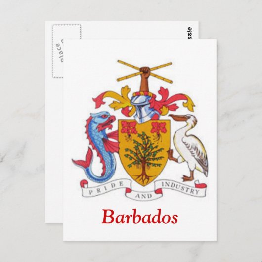 Wappen von Barbados Postkarte (Vorne/Hinten)
