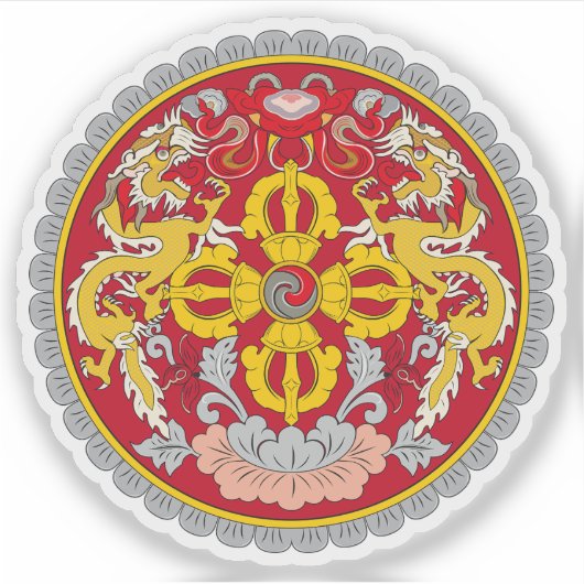 Wappen von Bhutan Aufkleber (Vorderseite)