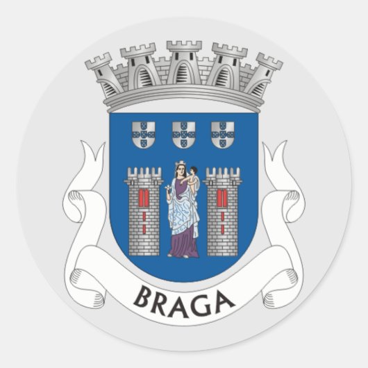 Wappen von Braga, Portugal Runder Aufkleber (Vorderseite)