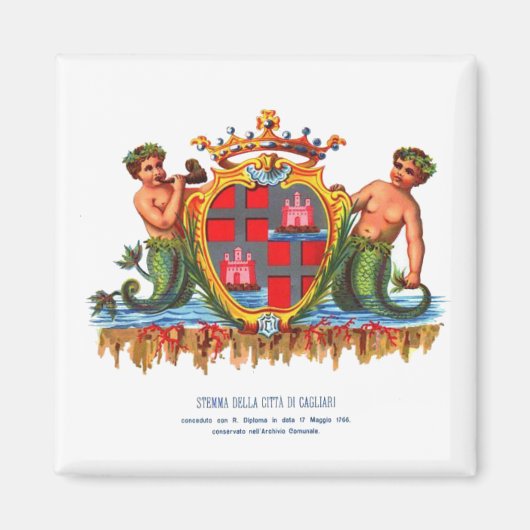 Wappen von Cagliari, Sardinien Button Magnet (Vorne)