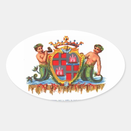 Wappen von Cagliari, Sardinien Ovaler Aufkleber (Vorderseite)