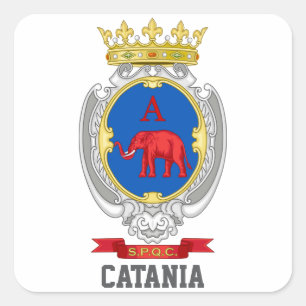 Wappen von Catania, Sizilien Quadratischer Aufkleber