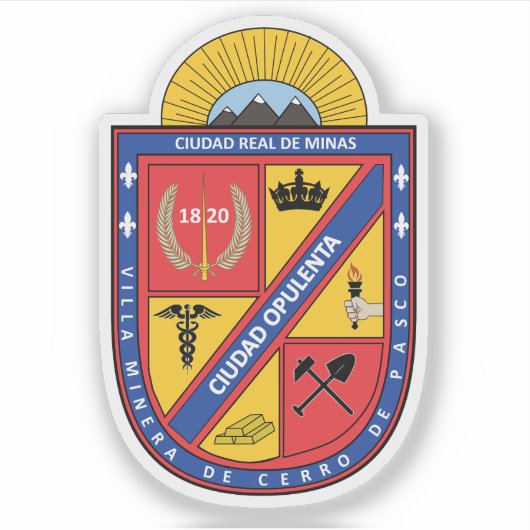 Wappen von Cerro de Pasco, Peru Aufkleber (Vorderseite)